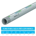 Tubo 1/2"X5mt roscado PVC Pavco